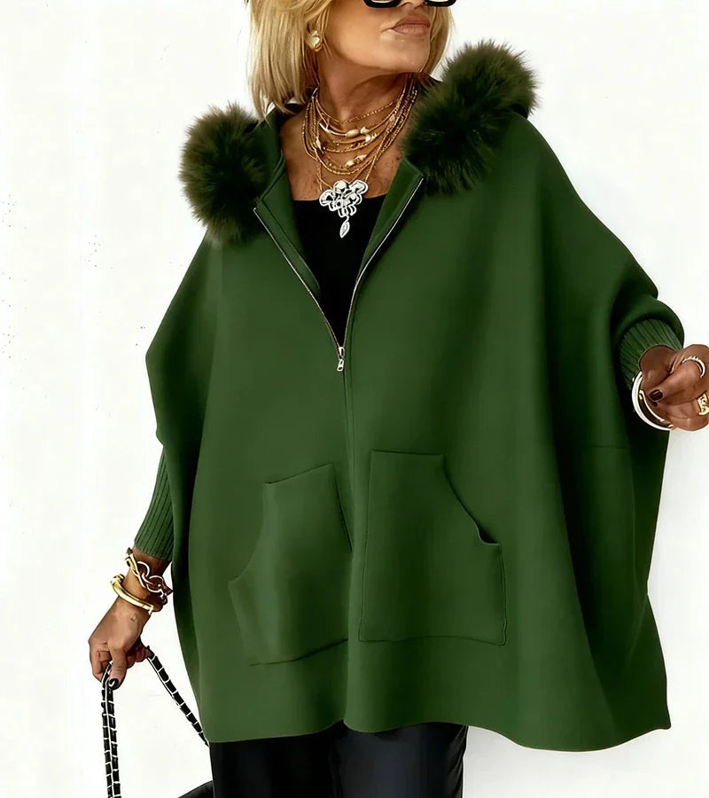 Stylish Kapuzenjacke Pelzverbrämung Elegance