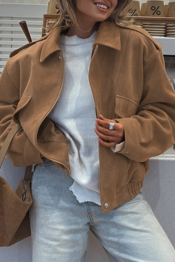 Bequeme Casual-Jacke mit Reißverschluss und Langärmlig