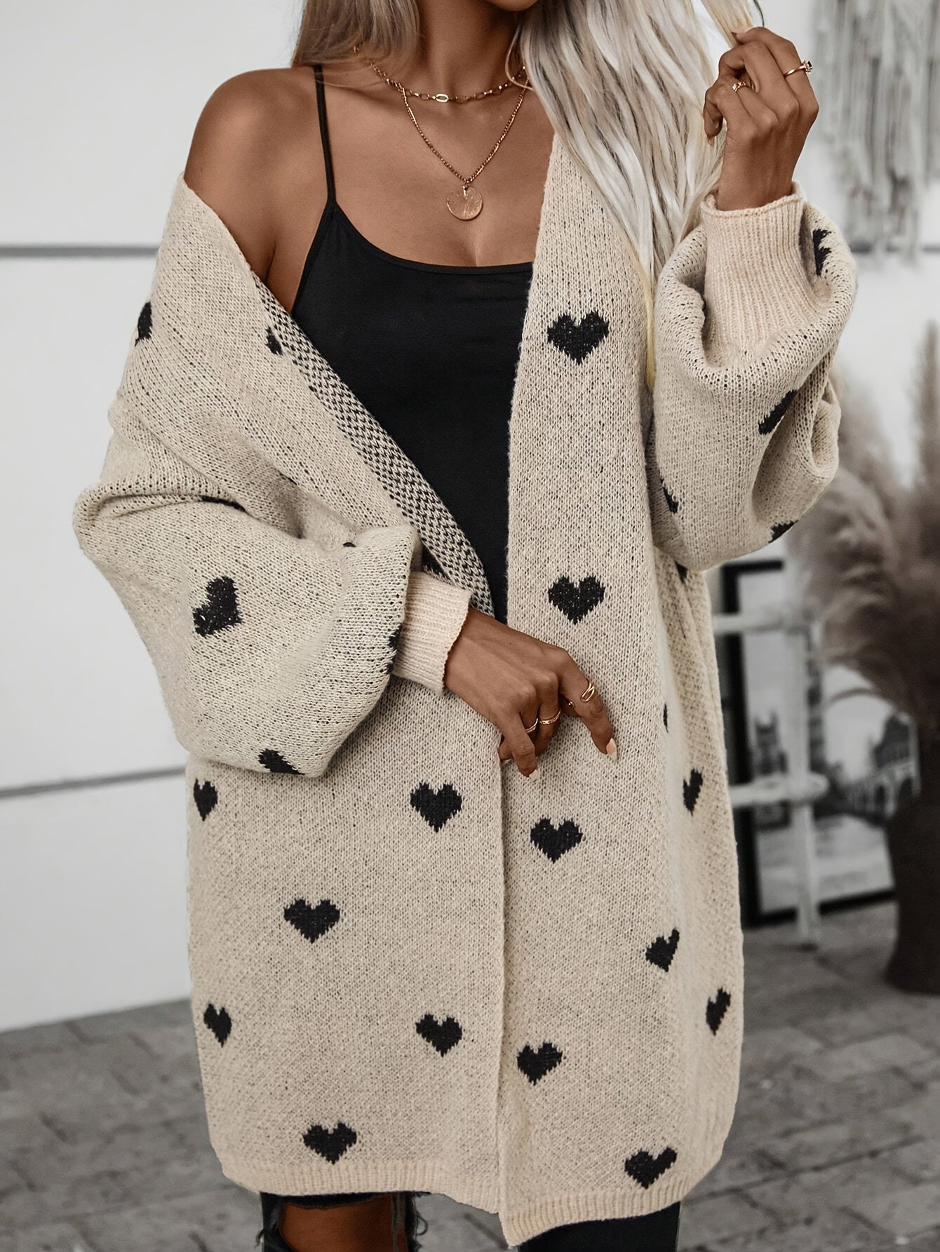 Weiche Strickjacke Herz Muster Damen