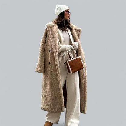 Damen Teddyjacke Lang Kunstfell Mantel