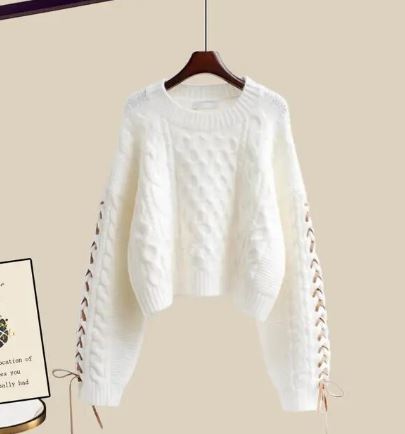 Bequemer Strickanzug Lockere Passform Zweiteilig Damen