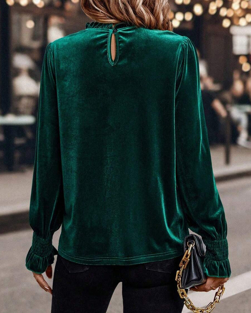 Elegante Abendkleid Samt Langarm - IdealeKleiden