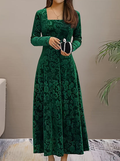 Elegantes Damenkleid Floralmuster Samt