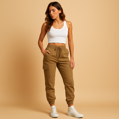Damen Cargohose HochTaille Damen Hose Bequem
