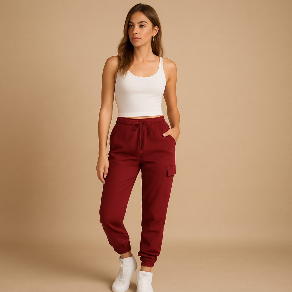 Damen Cargohose HochTaille Damen Hose Bequem