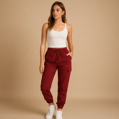 Damen Cargohose HochTaille Damen Hose Bequem