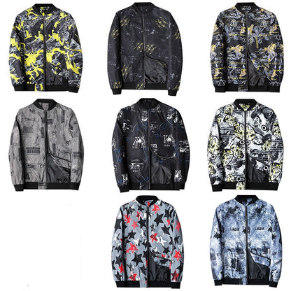 Stylische Herren Bomberjacke Abstrakt Design - IdealeKleiden