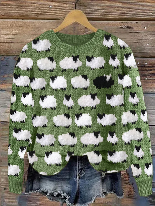 Schafsmuster Wollpullover Damen - IdealeKleiden