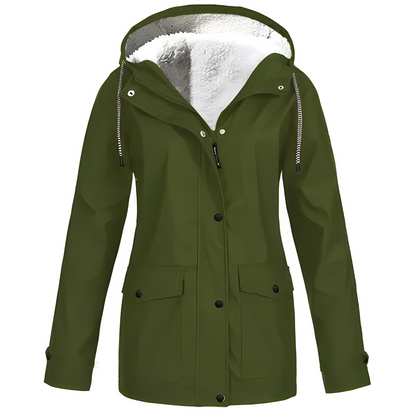 Wasserdichte Damen Regenjacke Fleece gefüttert