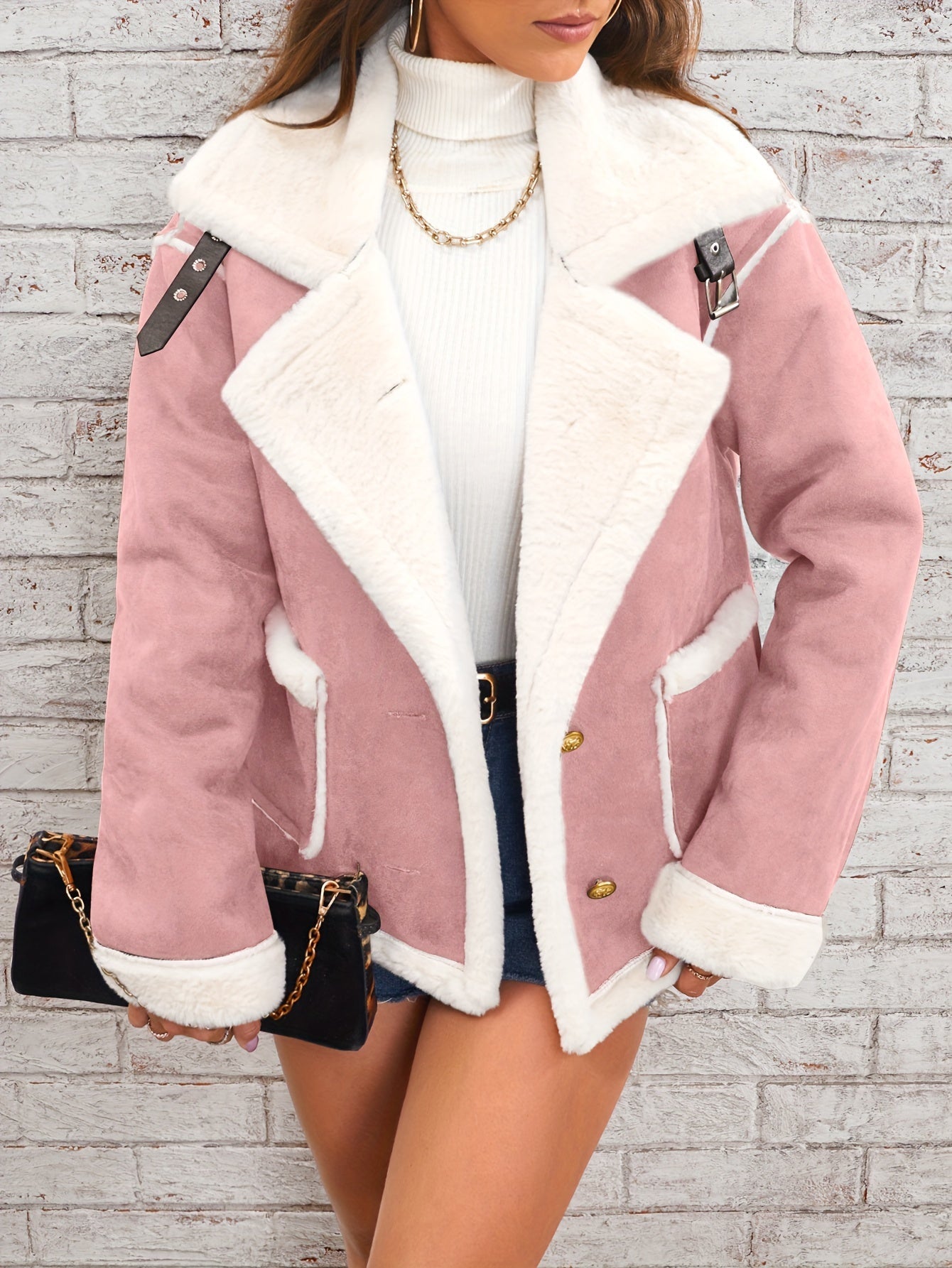 Winterjacke Damen Schafsfell Kragen Warm