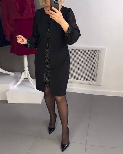 Elegantes Kleid Rundhals Diamant Muster