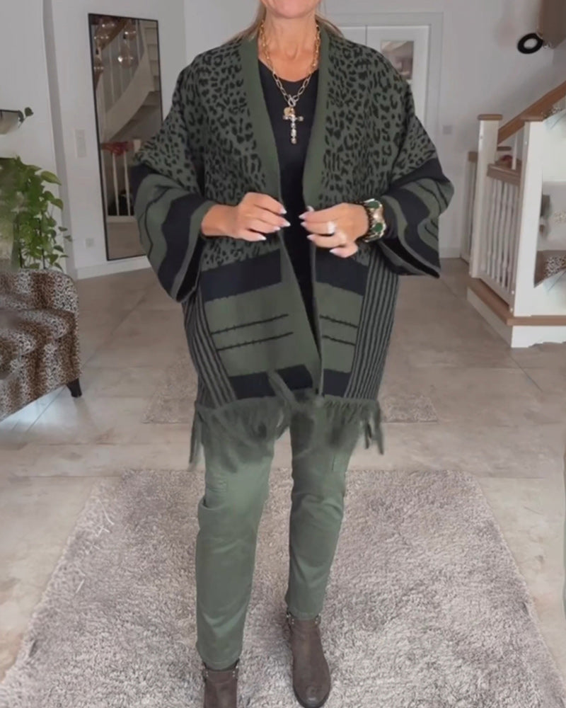Stylische Cardigan Leopardenprint Damen