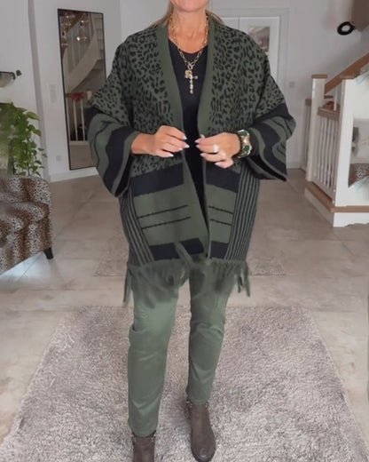Stylische Cardigan Leopardenprint Damen