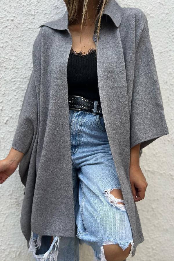 Lässige Cardigan Jacke mit Knopf und Kapuze