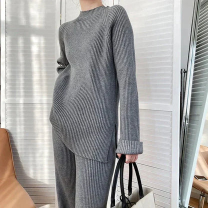 Damenschal Strickpullover mit Weiten Hosen
