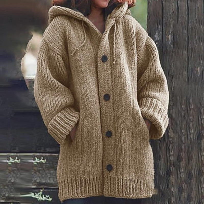 Oversized Strickjacke Warm Kapuze - IdealeKleiden