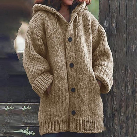 Oversized Strickjacke Warm Kapuze - IdealeKleiden