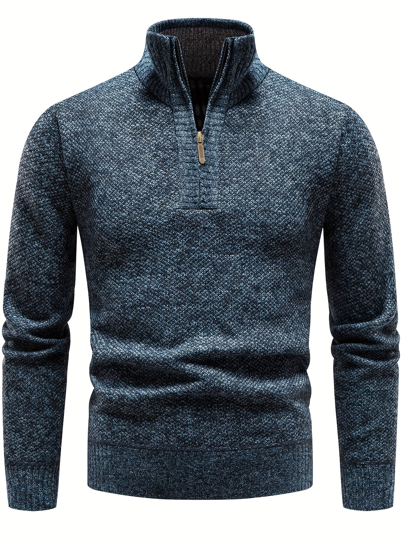 Herren Strickpullover Hochkragen Viertelzipper - IdealeKleiden