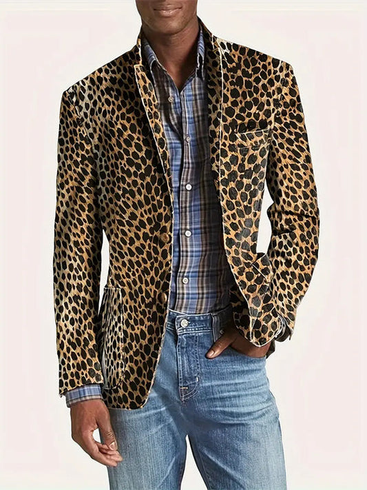 Leopard Anzugjacke Trendy Lässig Stil - IdealeKleiden