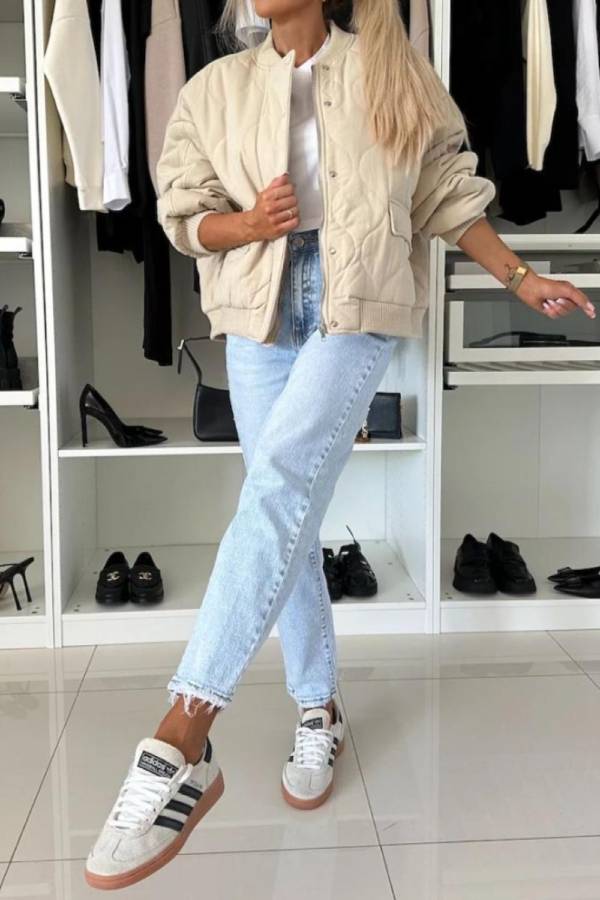 Stylische Herrenjacke Langarm Kragen Schnellverschluss