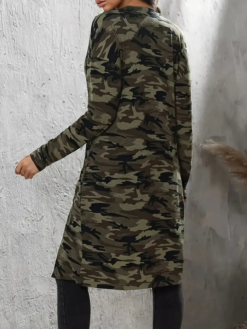 Lange Camo-Jacke Bequem Freizeit - IdealeKleiden
