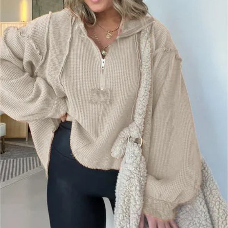 Herbst Pullover Unregelmäßiger Saum
