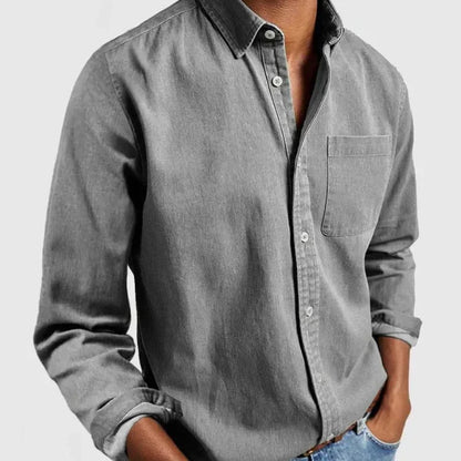 Herren Jeanshemd Traditionell Blau