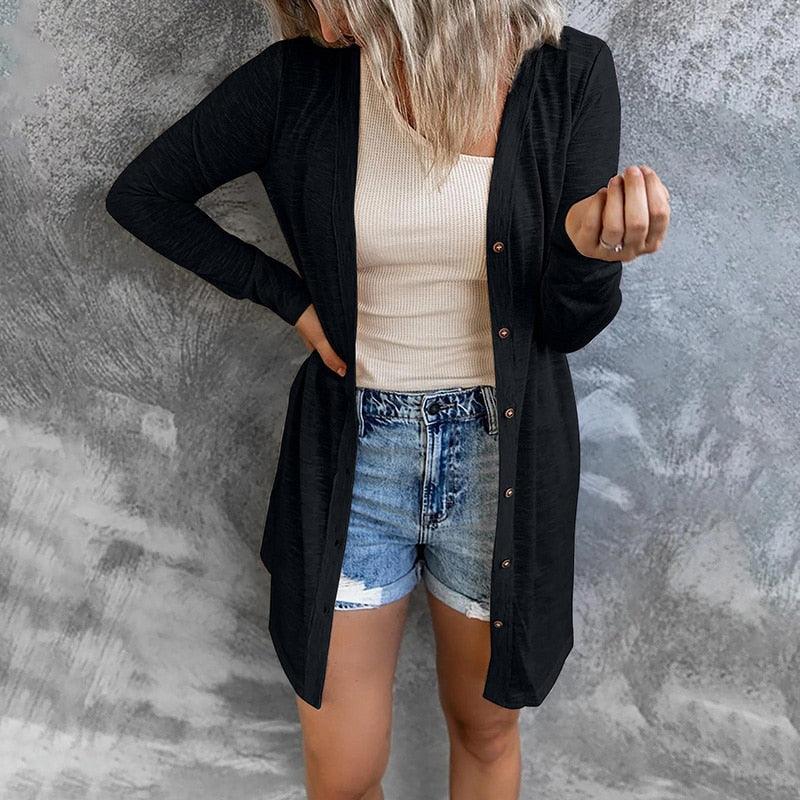 Leichter Damen Cardigan Mit Knöpfen