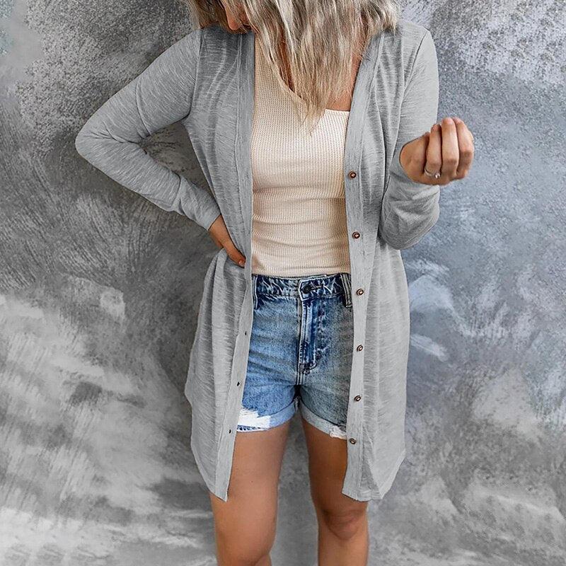 Leichter Damen Cardigan Mit Knöpfen
