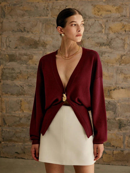 Eleganter Feinstrick-Cardigan mit Dekor-Knopf