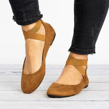 Damen Ballerinas Komfort Knöchelriemen