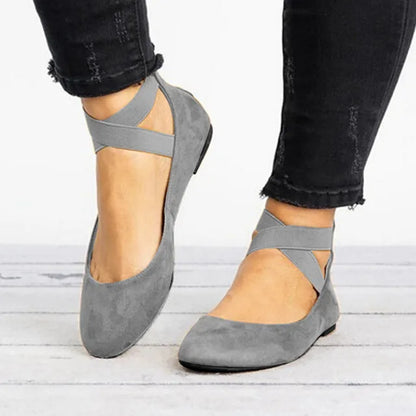 Damen Ballerinas Komfort Knöchelriemen