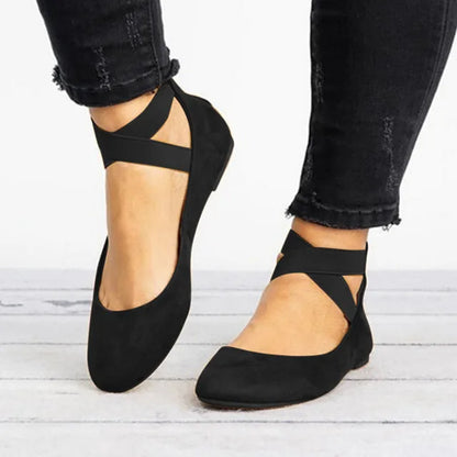 Damen Ballerinas Komfort Knöchelriemen