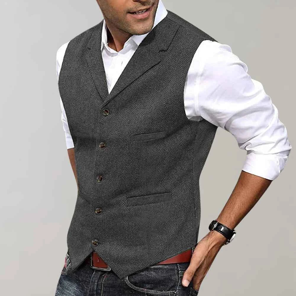 Herren Anzug Weste Elegant Slim