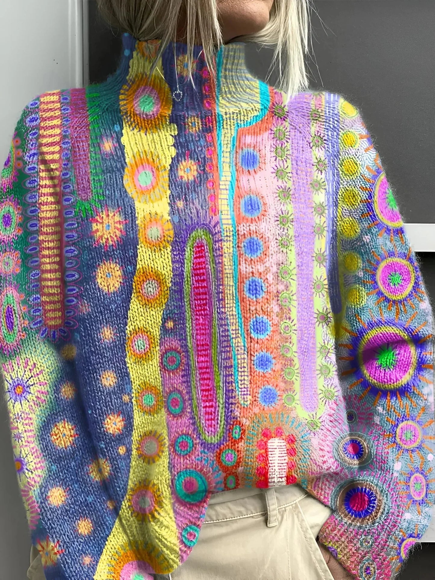 Herbst Strickpullover mit Rollkragen Gemütlich - IdealeKleiden