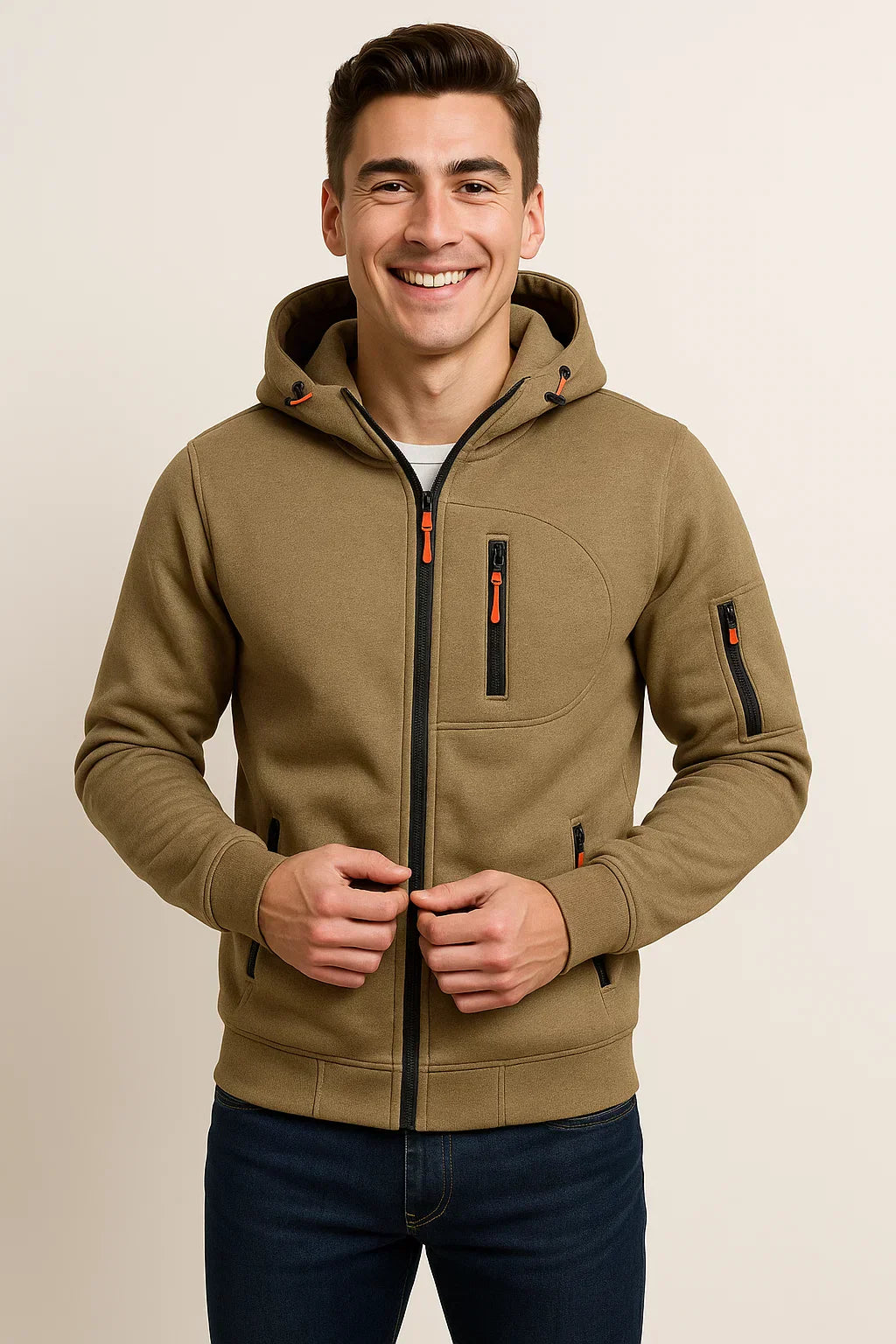 Herren Outdoorjacke Kapuze Taschen Funktionell