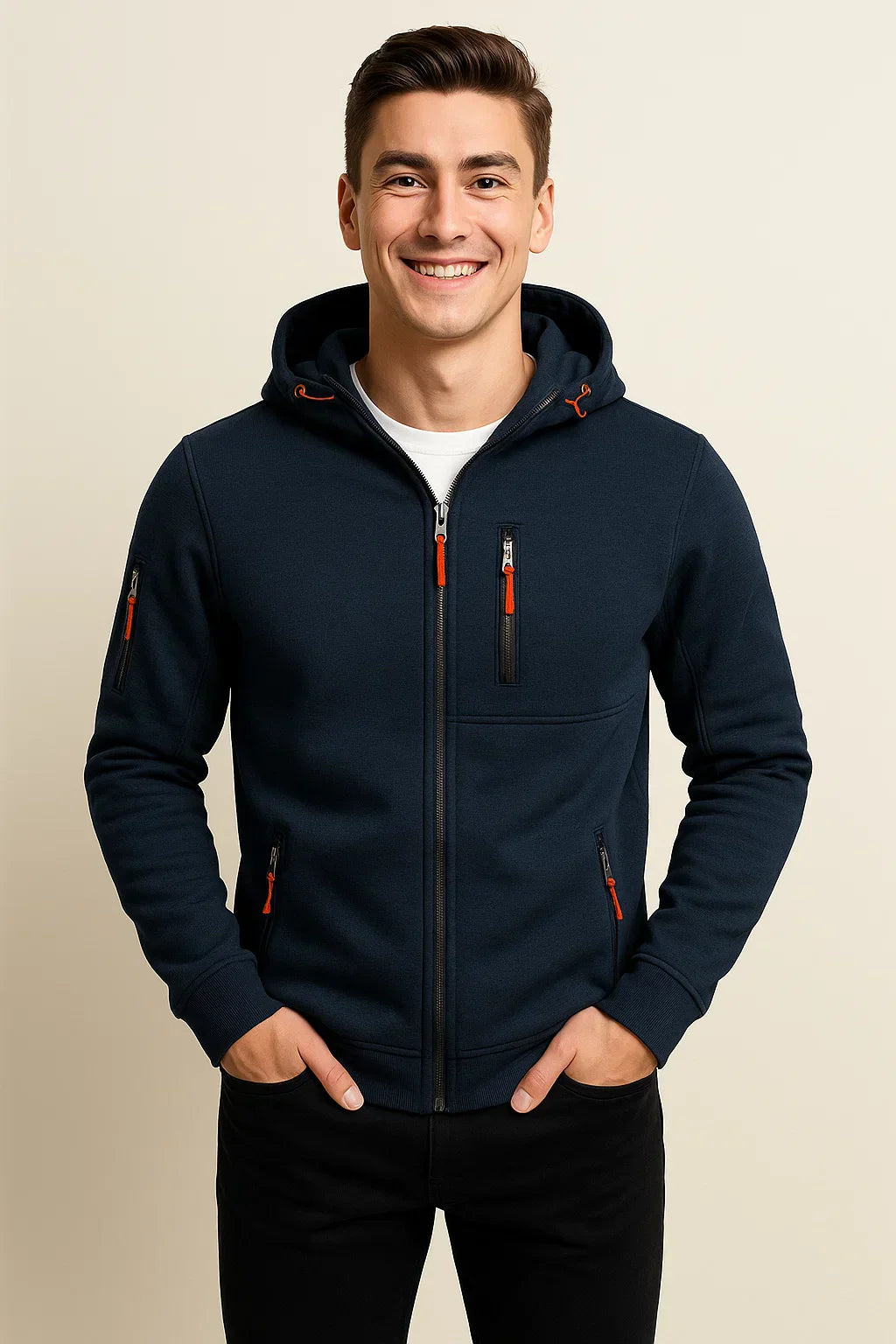 Herren Outdoorjacke Kapuze Taschen Funktionell