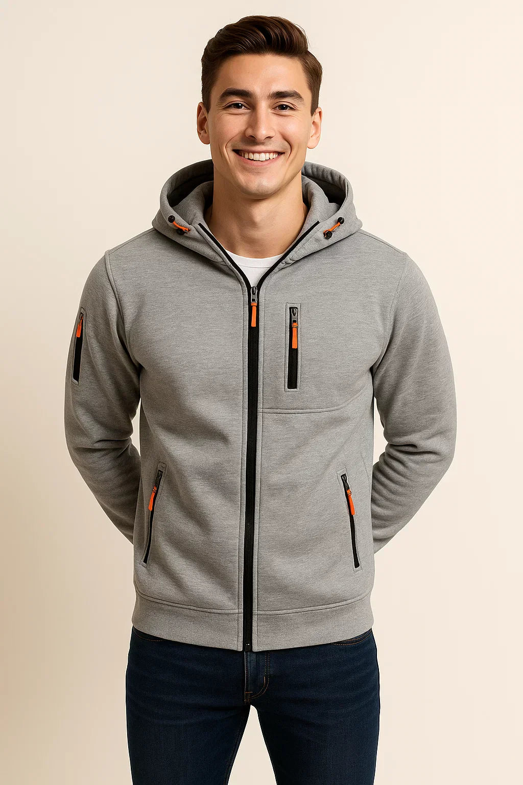 Herren Outdoorjacke Kapuze Taschen Funktionell