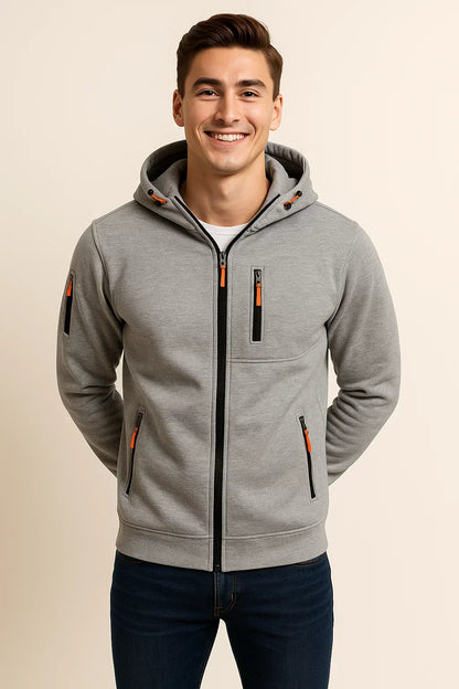 Herren Outdoorjacke Kapuze Taschen Funktionell