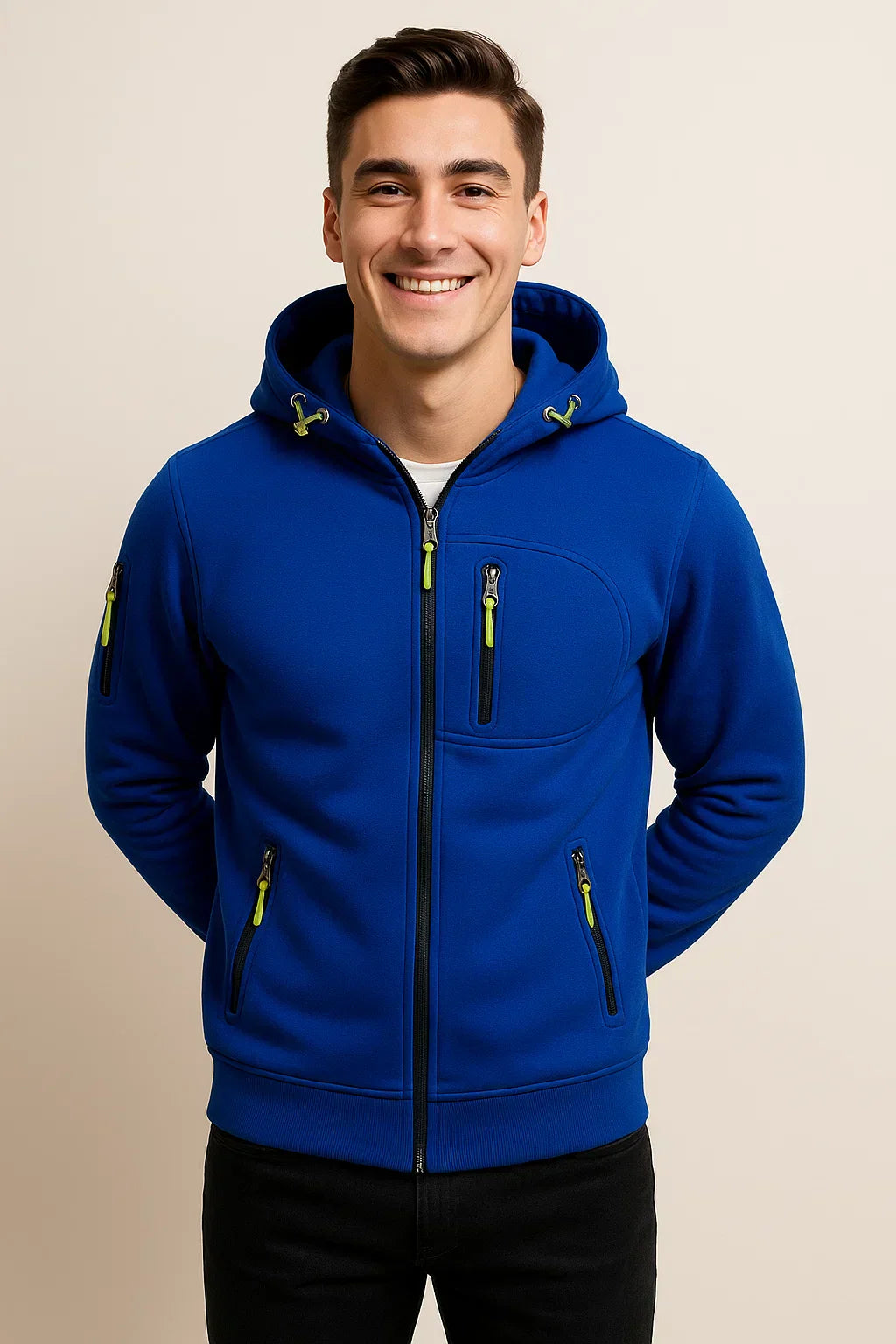 Herren Outdoorjacke Kapuze Taschen Funktionell