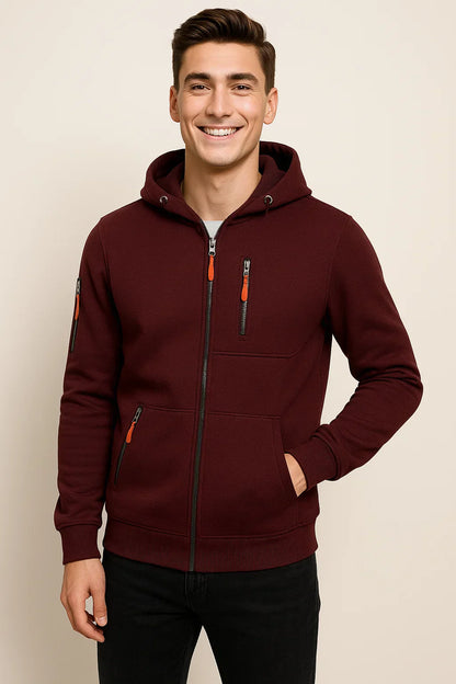Herren Outdoorjacke Kapuze Taschen Funktionell