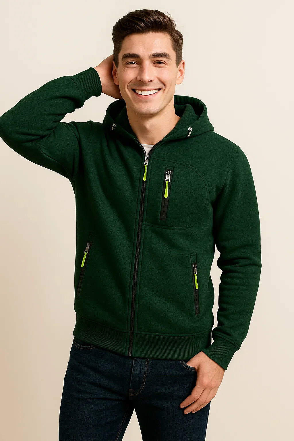 Herren Outdoorjacke Kapuze Taschen Funktionell