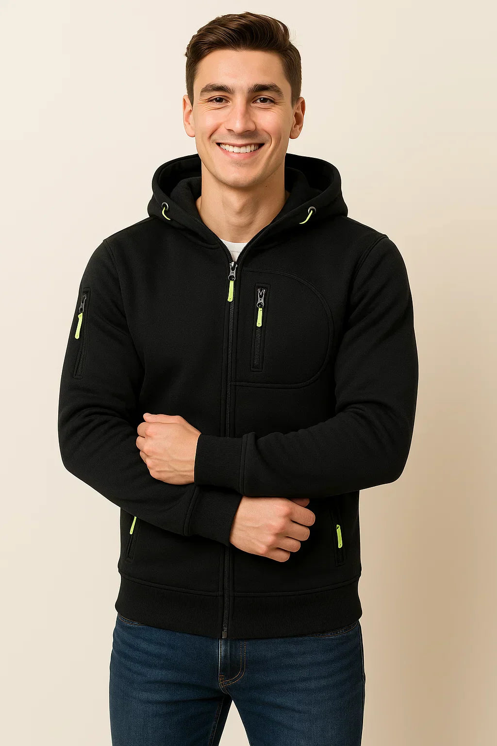 Herren Outdoorjacke Kapuze Taschen Funktionell