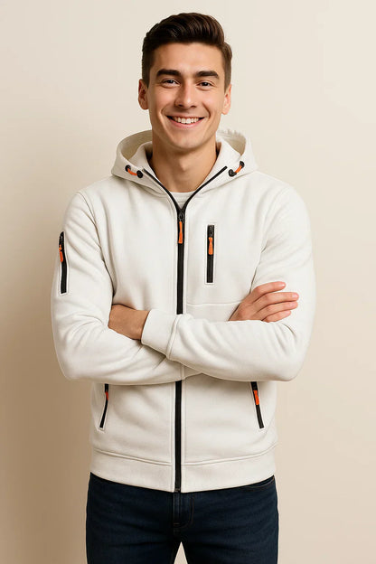Herren Outdoorjacke Kapuze Taschen Funktionell - IdealeKleiden