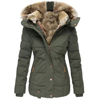 Damen Winterjacke Kapuze Kunstpelz Weich