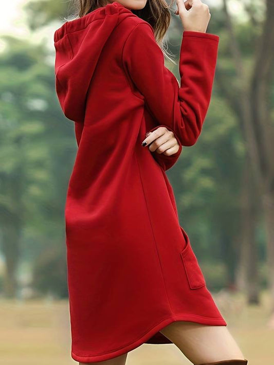 Kapuzenkleid Mit Kängurutasche Schwarz - IdealeKleiden