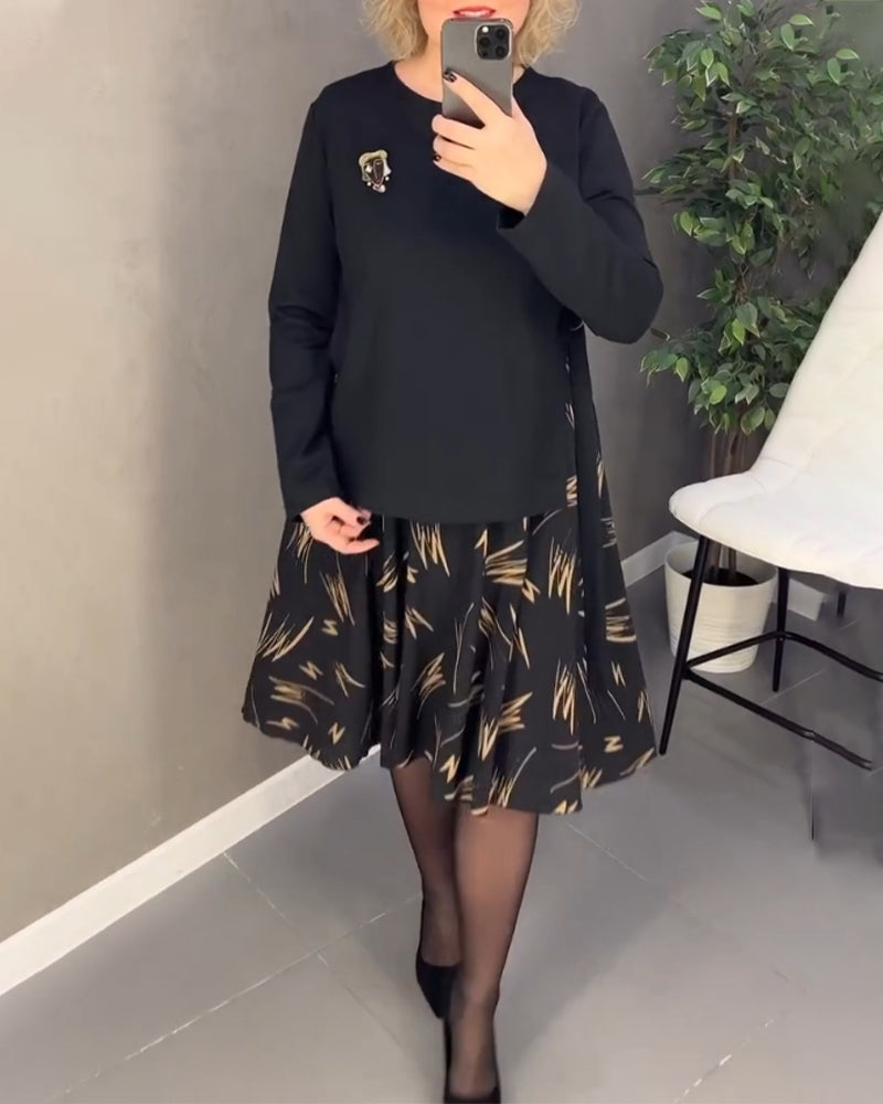 Sommerkleid Rundhals Lockeres Design
