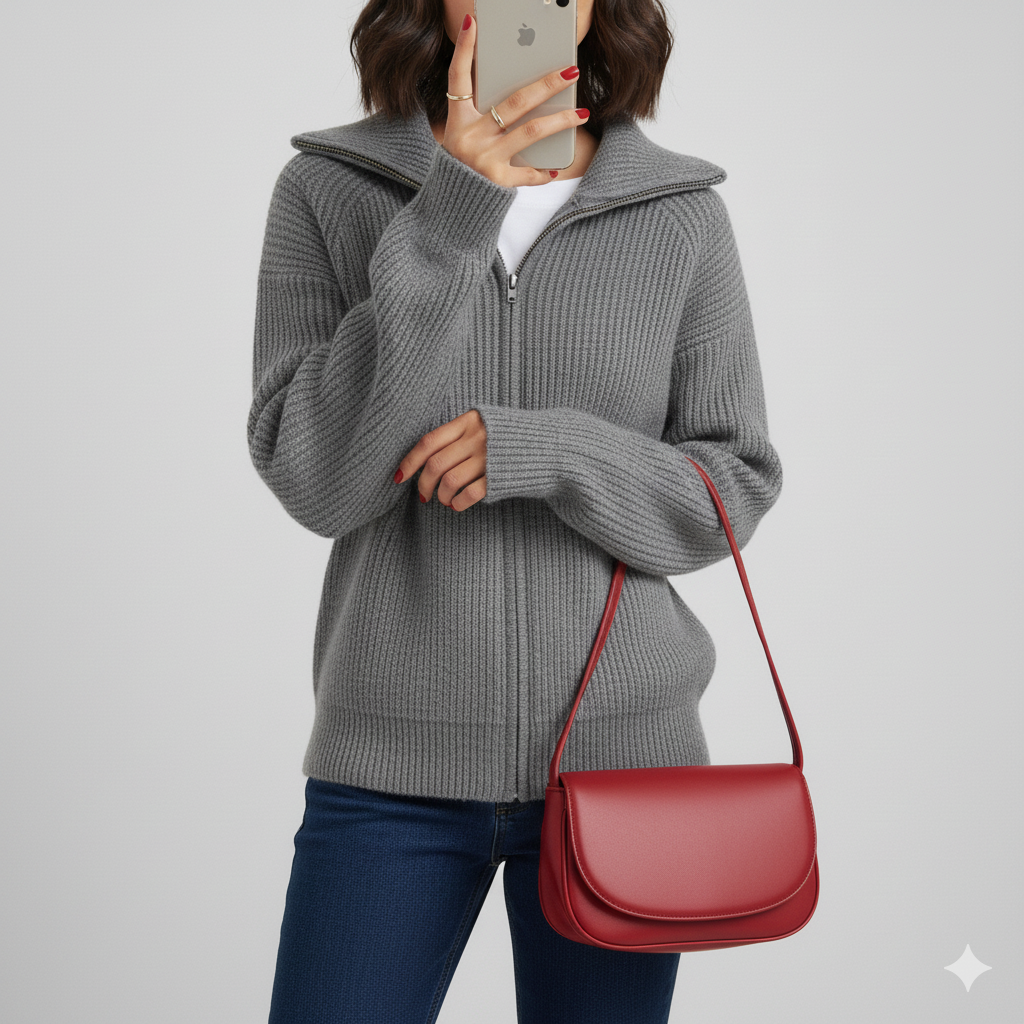 Stylische Strickjacke Slim Fit Rippstrick