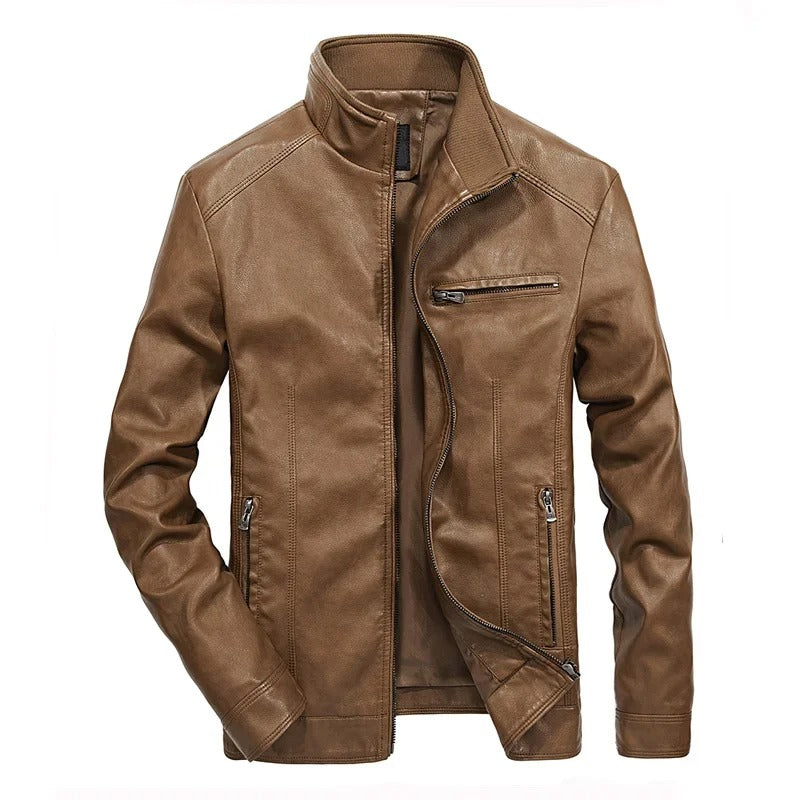 Herren Lederjacke Reißverschluss Frühjahr Modell