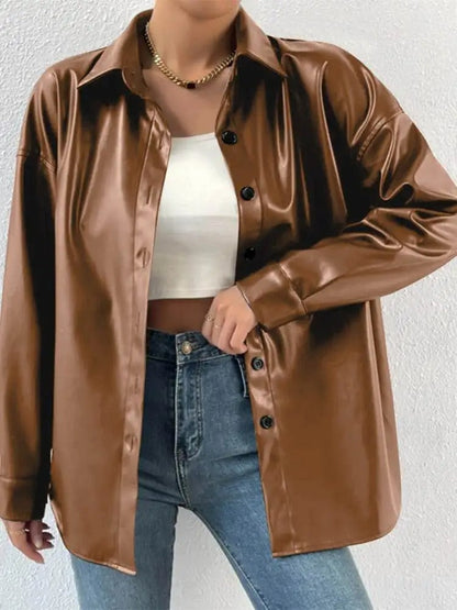 Vintage Lederjacke Herren Classic Knopfverschluss